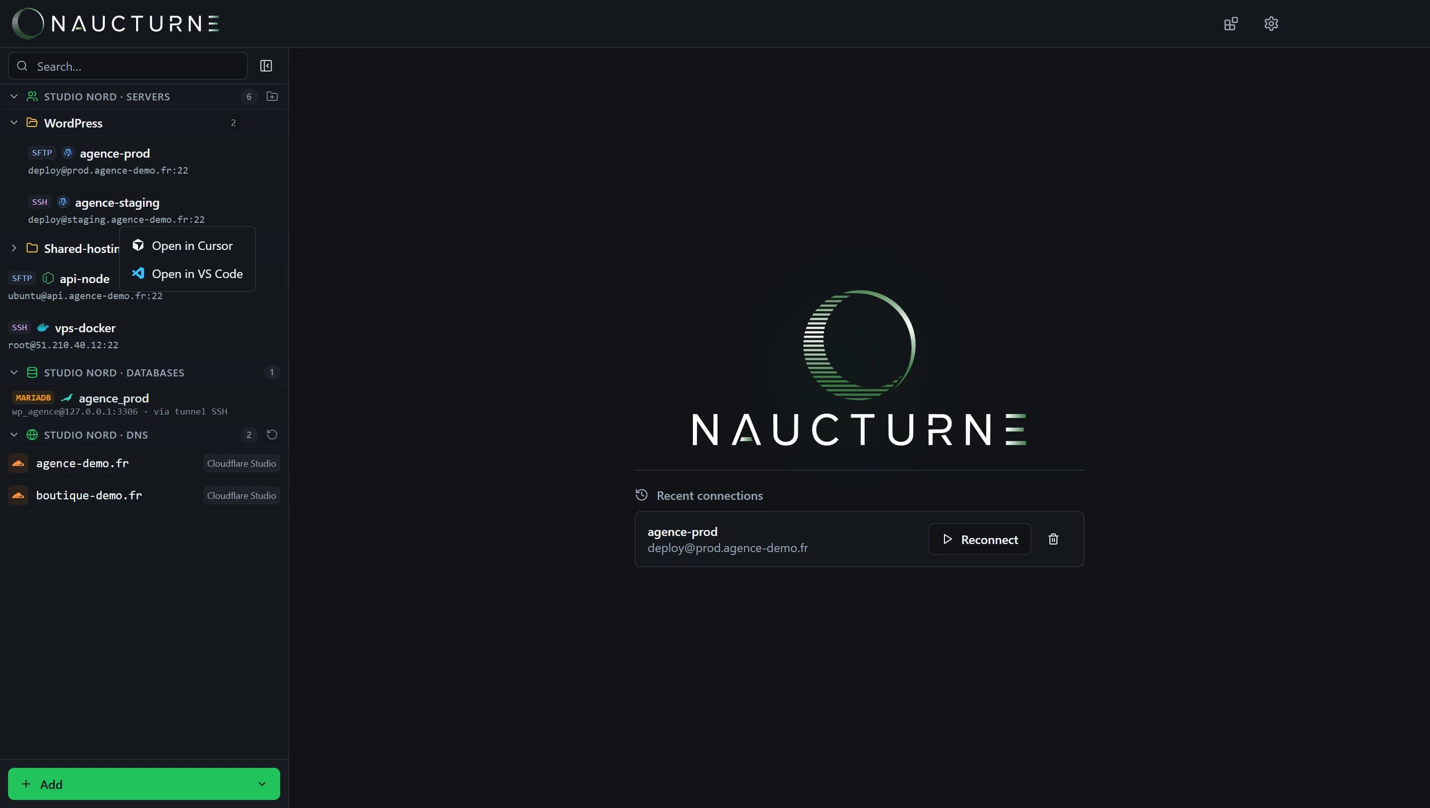 Screenshot der Cursor-Integration in Naucturne